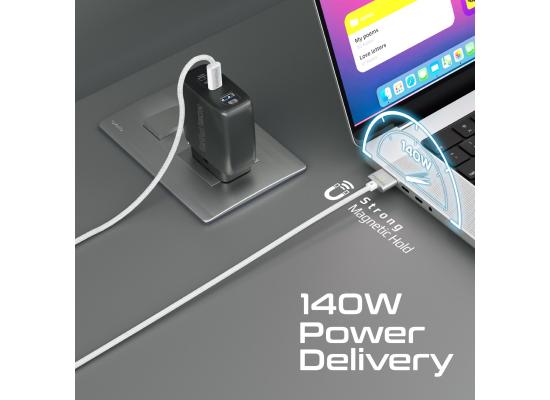 Promate MagCord-140PD MacBook Cable, Durable USB-C to MagSafe 3 Charging Cable with 140W, 2M  Strong Magnetic Connectors